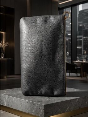 Gucci Black Leather Travel Pouch - Sleek Zip Organizer